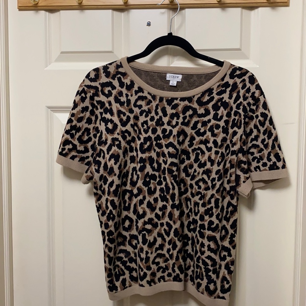 J Crew Short Sleeve leopard SweaterLike New